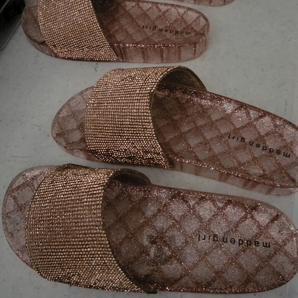 Madden Girl Jello Blush Bronze Glitter Stones Bling Jelly Slides Sandals 7 9 - Picture 4 of 16